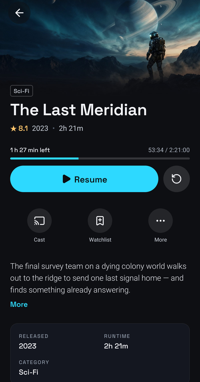 A film page on a phone