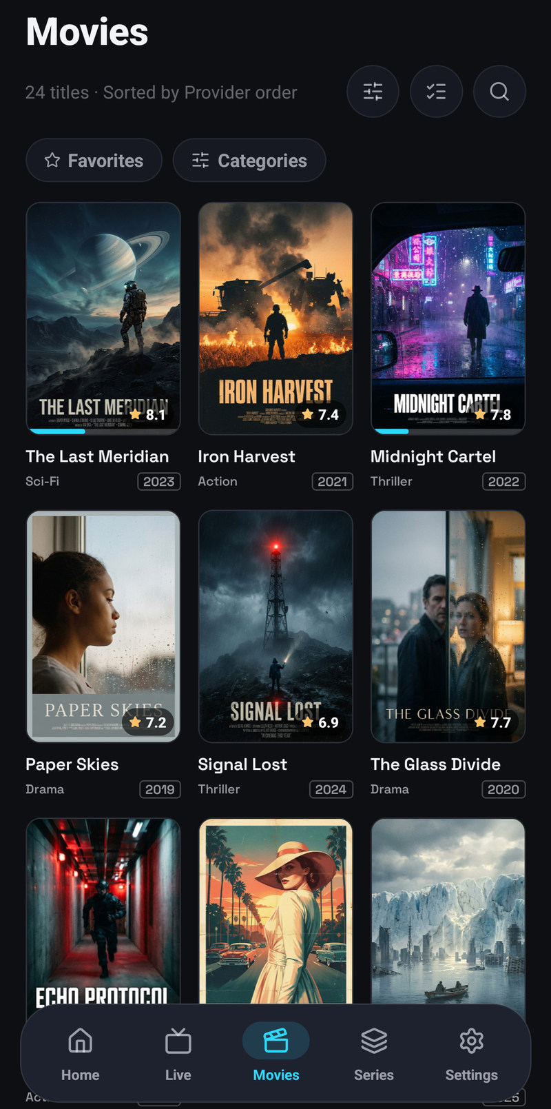 The Movies grid on a phone