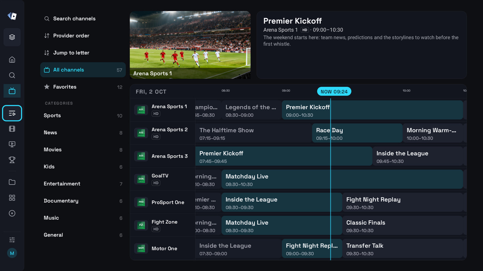 The programme guide on a television