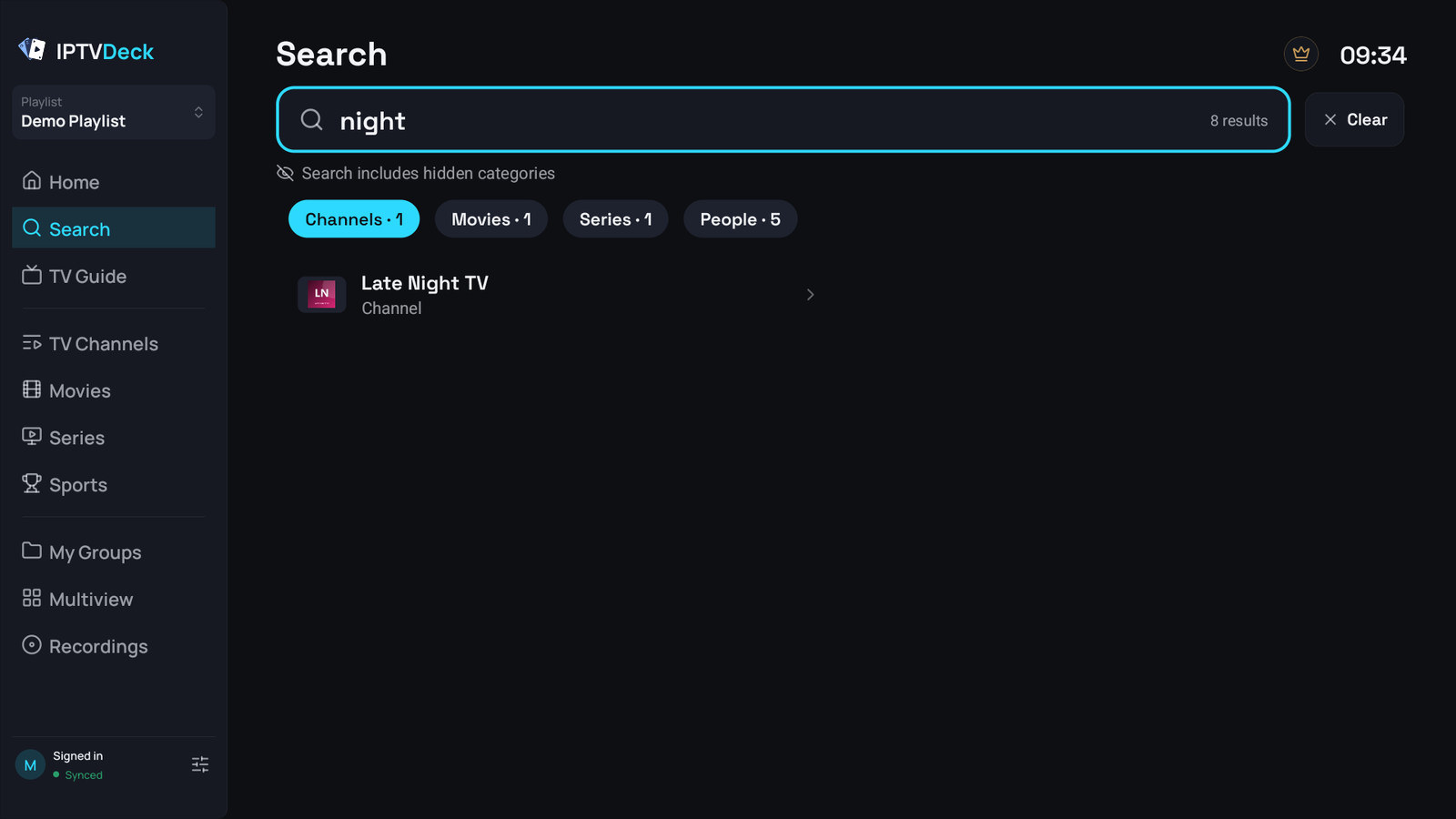 Search on a television