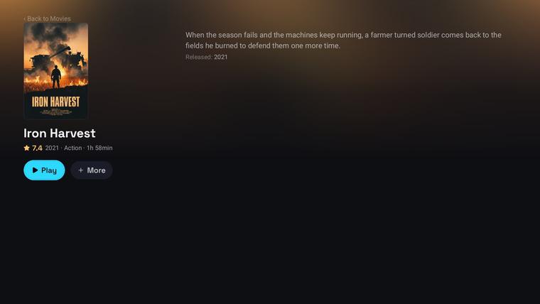 Ekran szczegółów filmu na Android TV
